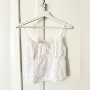 Abercrombie & Fitch White Embroidered Crop Top M